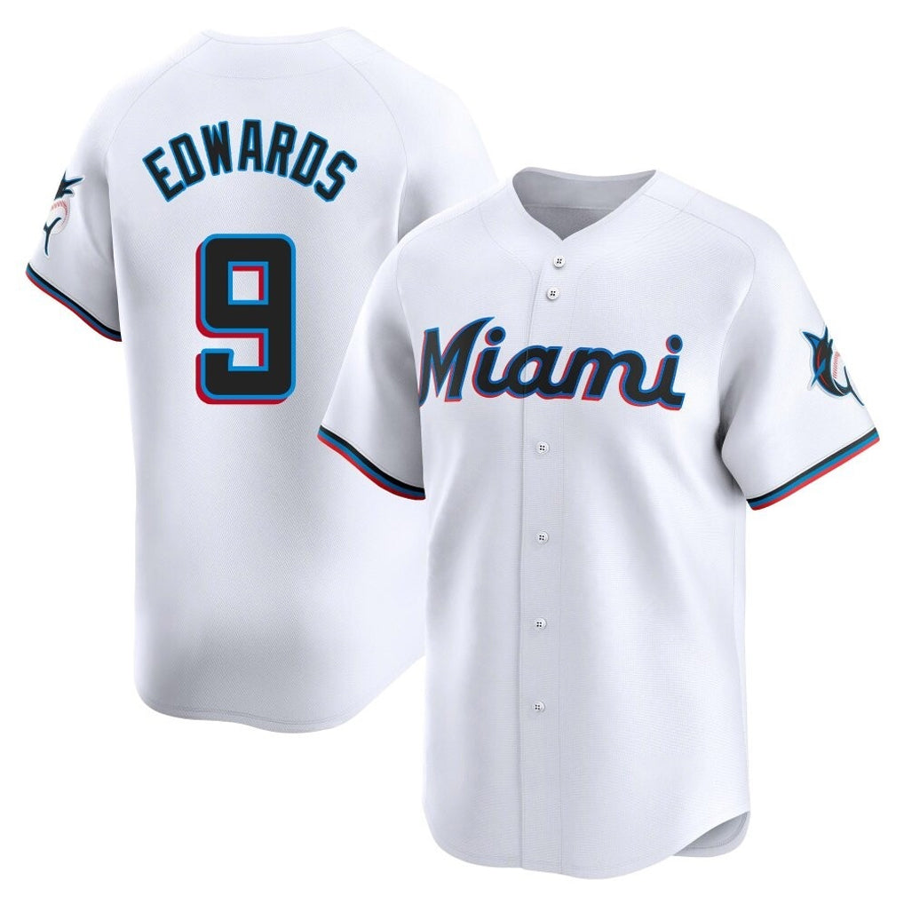 M.Marlins #9 Xavier Edwards Player White  Home Limited Ddoa Stitched Jerseys