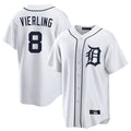 D.Tigers #8 Matt Vierling Player White Home Game Ddoa Stitched Jerseys