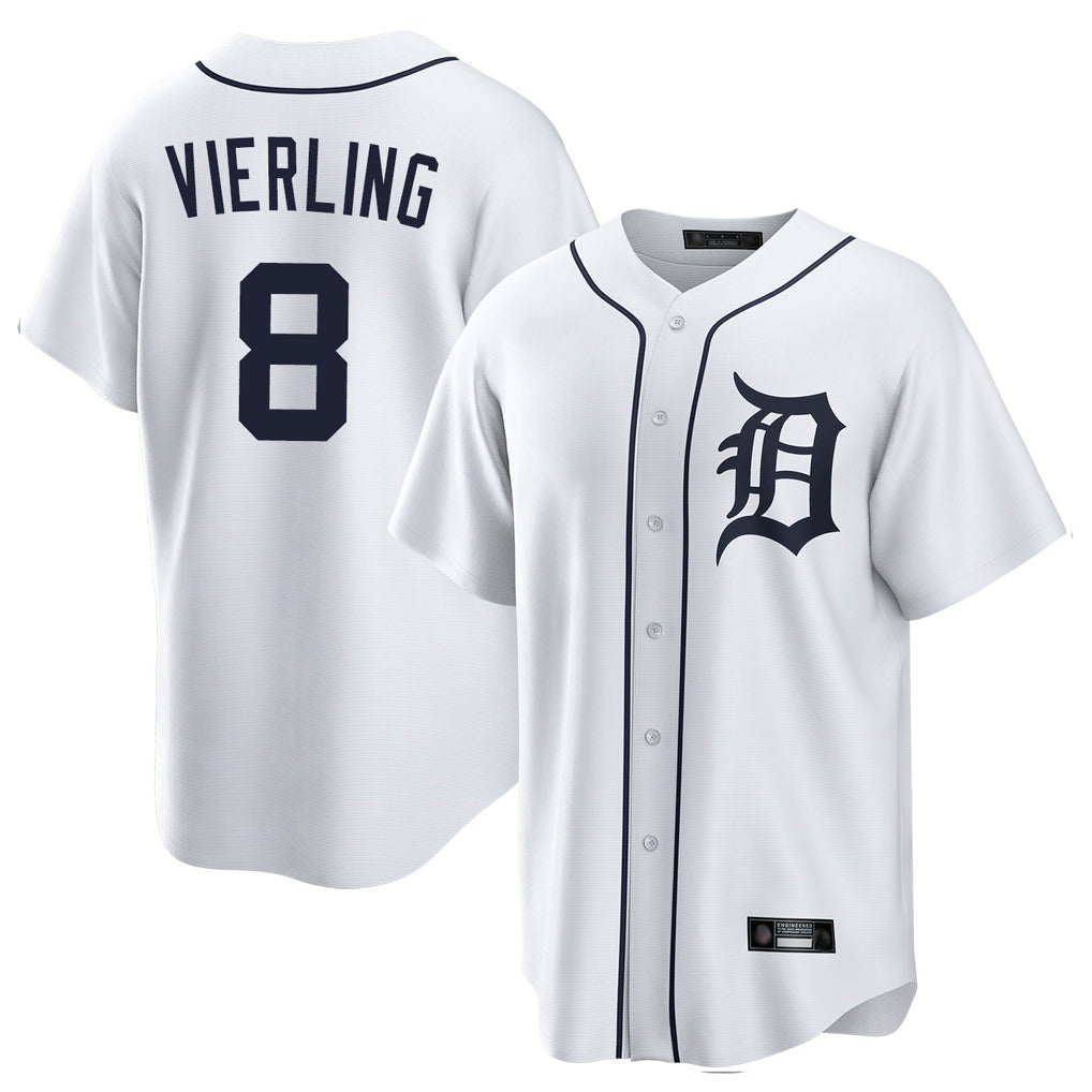 D.Tigers #8 Matt Vierling Player White Home Game Ddoa Stitched Jerseys