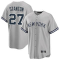 NY.Yankees #27 Giancarlo Stanton Player Gray Road Game Ddoa Stitched Jerseys
