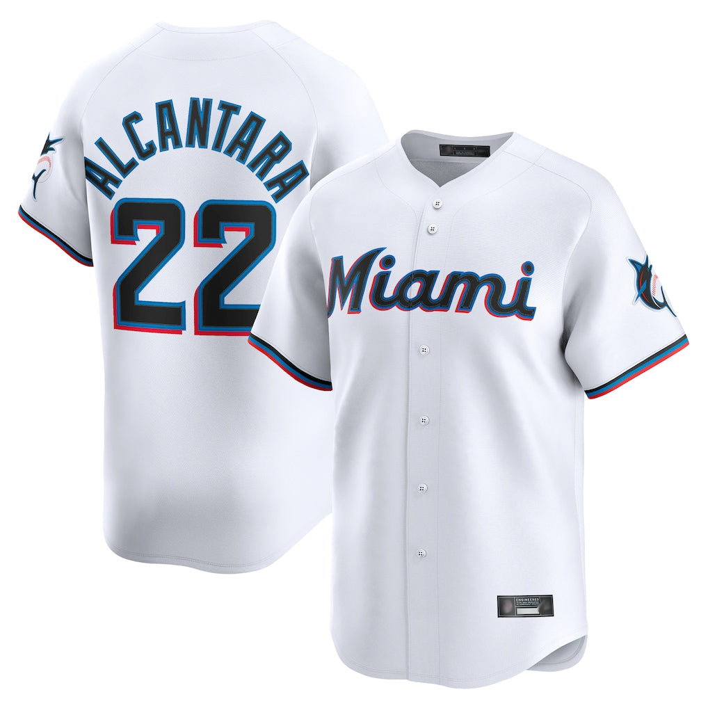 M.Marlins #22 Sandy Alcantara Player White  Home Limited Ddoa Stitched Jerseys