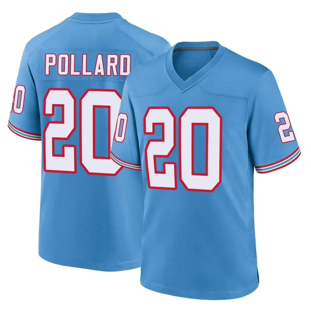 T.Titans #20 Tony Pollard Player Light Blue Oilers Throwback Home Game Ddoa Stitched Jerseys