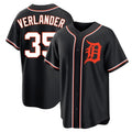 D.Tigers #35 Justin Verlander Player Black Fashion Out Home Game Ddoa Stitched Jerseys