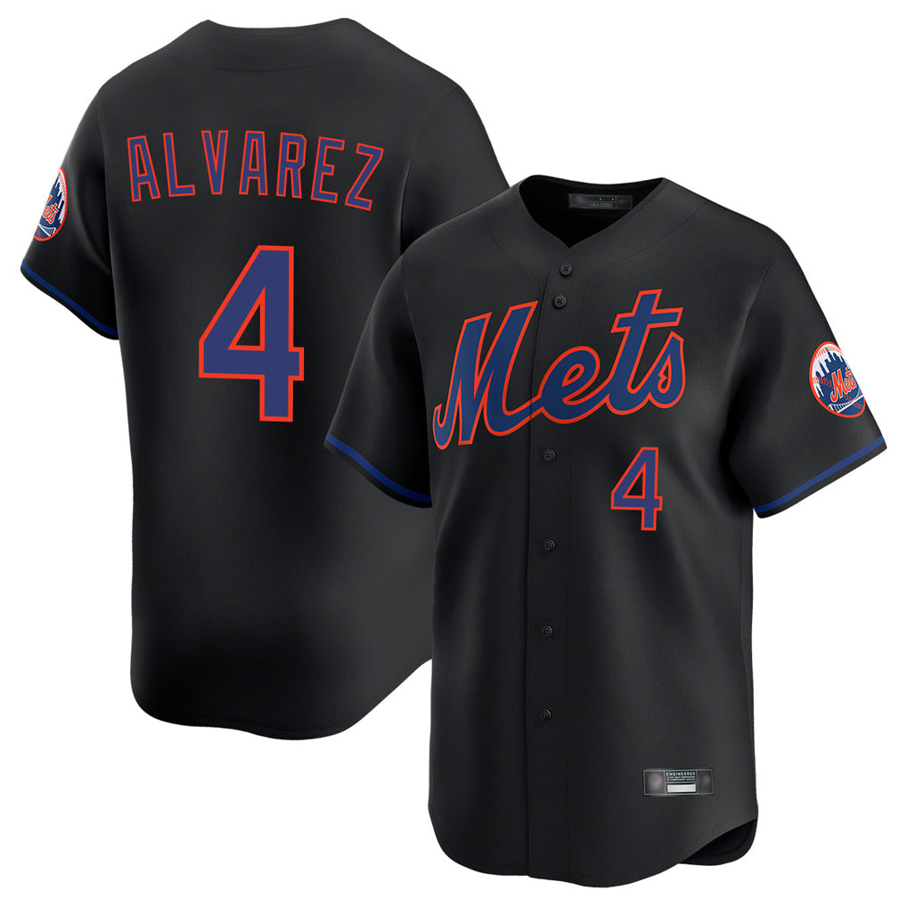 NY.Mets #4 Francisco Alvarez Player Black Alternate Home Limited Ddoa Stitched Jerseys