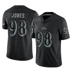 B.Ravens #98 Travis Jones Player Black REFLECTIVE Limited Ddoa Stitched Jerseys
