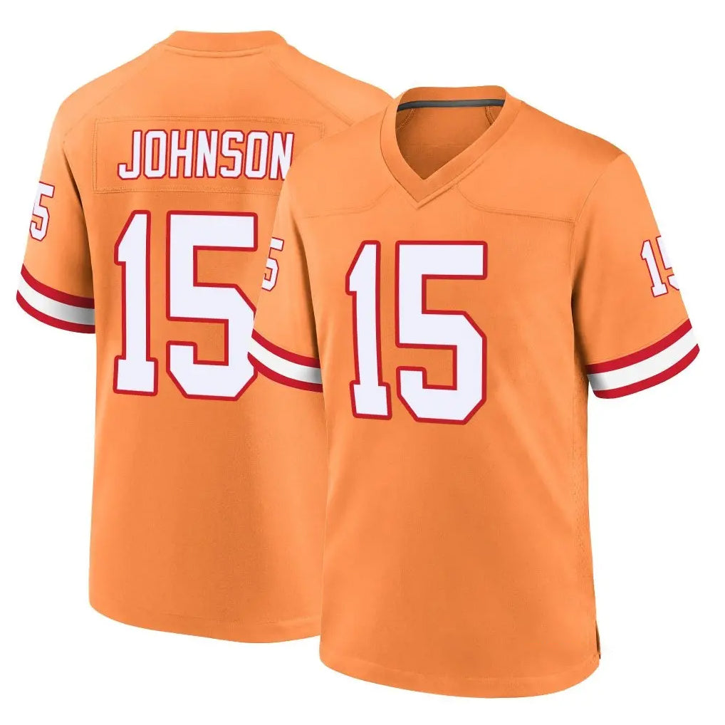 TB.Buccaneers #15 Tez Johnson Player Orange Throwback Home Game Ddoa Stitched Jerseys