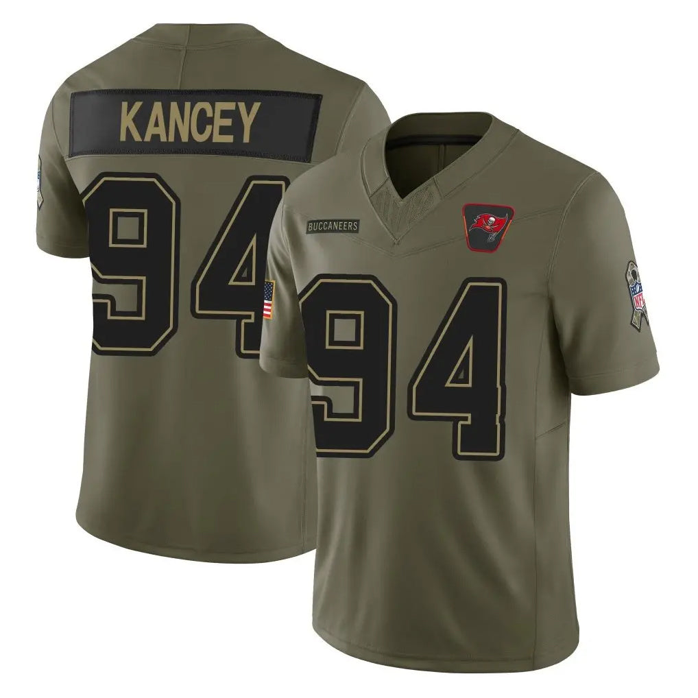 TB.Buccaneers #94 Calijah Kancey Player Olive 2025 Salute To Service Limited Home Game Ddoa Stitched Jerseys