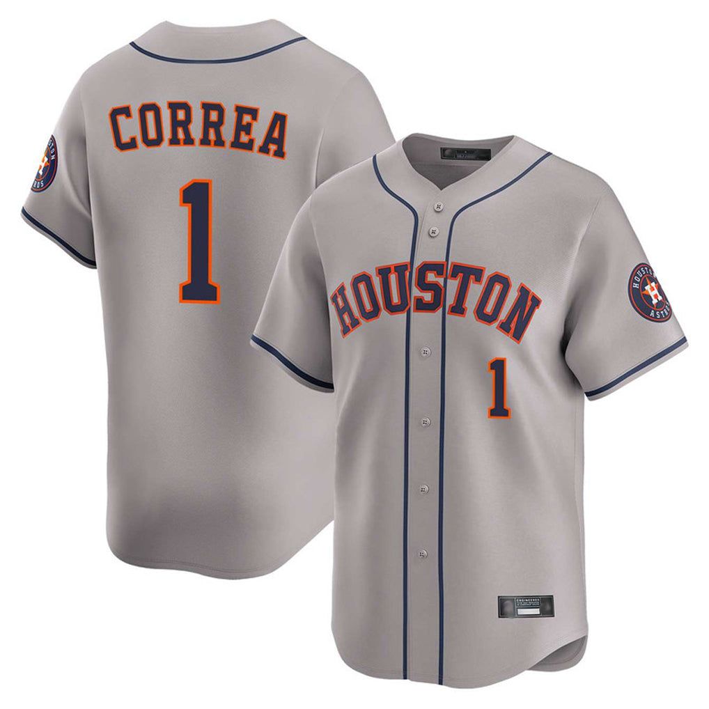 H.Astros #1 Carlos Correa Player Gray Home Limited Ddoa Stitched Jerseys