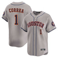H.Astros #1 Carlos Correa Player Gray Home Limited Ddoa Stitched Jerseys