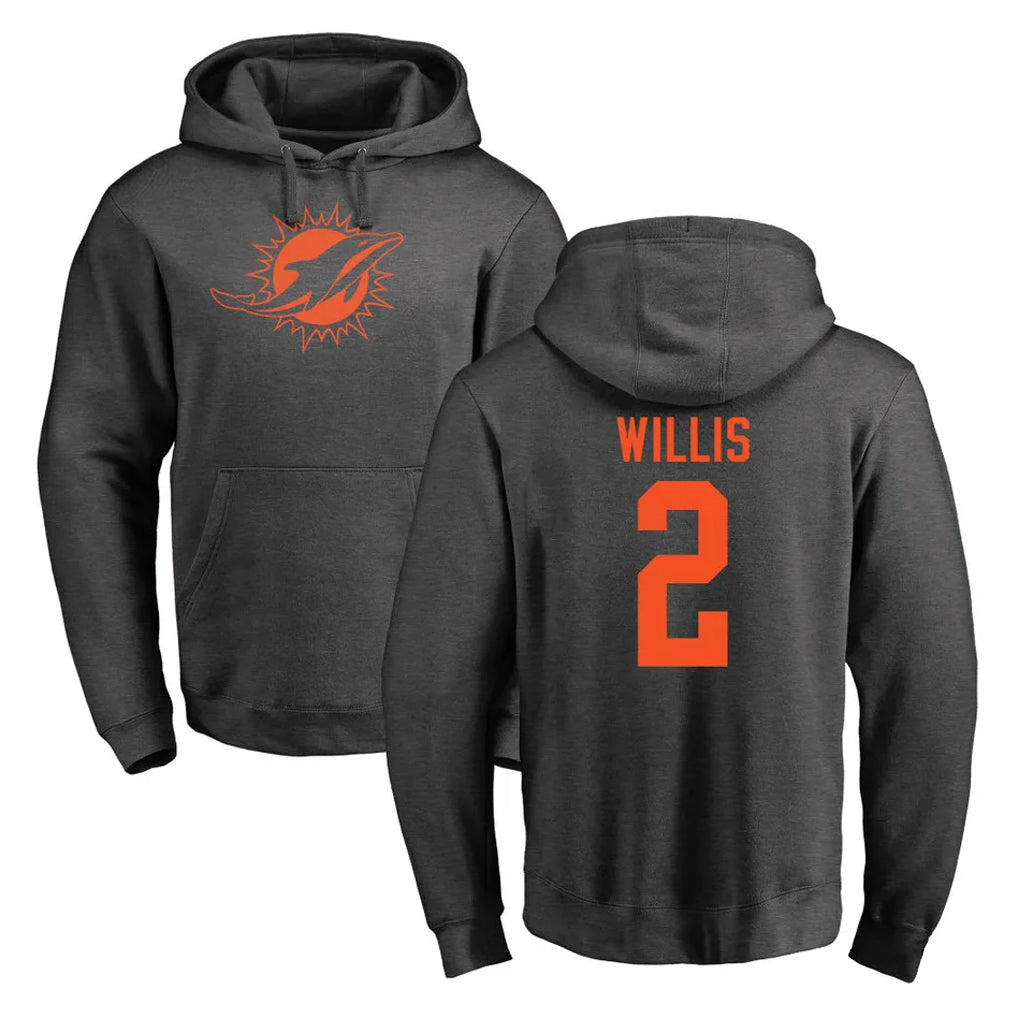 M.Dolphins #2 Malik Willis Player Darkgray Pullover Hoodies Limited Ddoa Stitched Jerseys