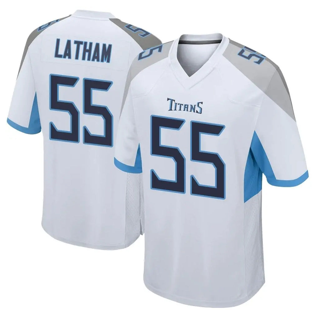 T.Titans #55 JC Latham Player White Home Game Ddoa Stitched Jerseys