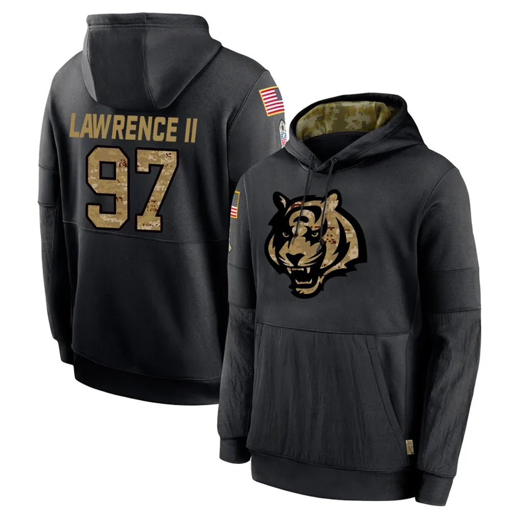 C.Bengals #97 Dexter Lawrence II Player Black Salute to Service Pullover Hoodies Limited Ddoa Stitched Jerseys