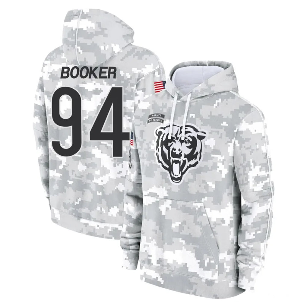 C.Bears #94 Austin Booker Player Arctic Camo Salute to Service Pullover Hoodies Limited Ddoa Stitched Jerseys