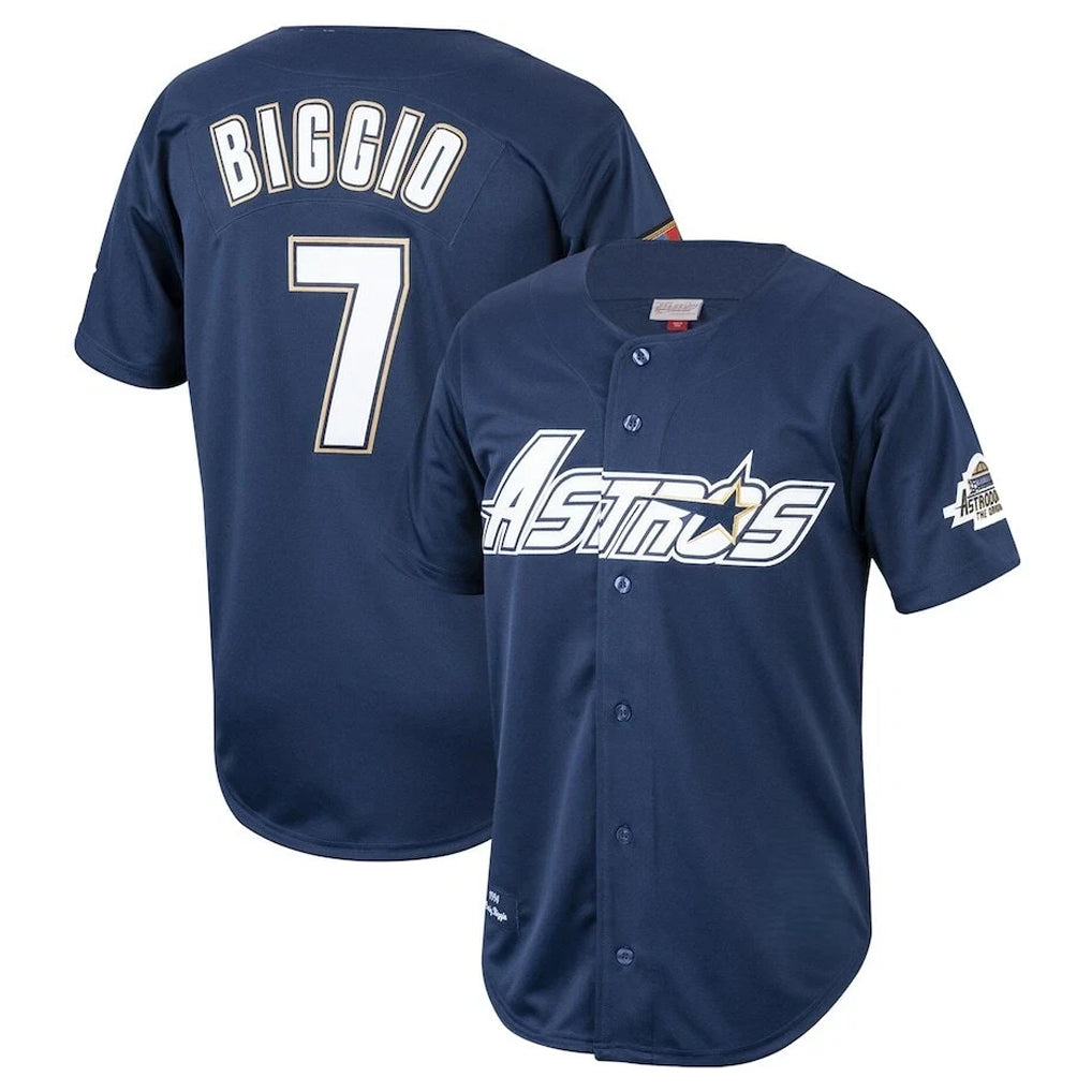 H.Astros #7 Craig Biggio Player Navy Mitchell & Ness Cooperstown Collection 1994 Limited Ddoa Stitched Jerseys