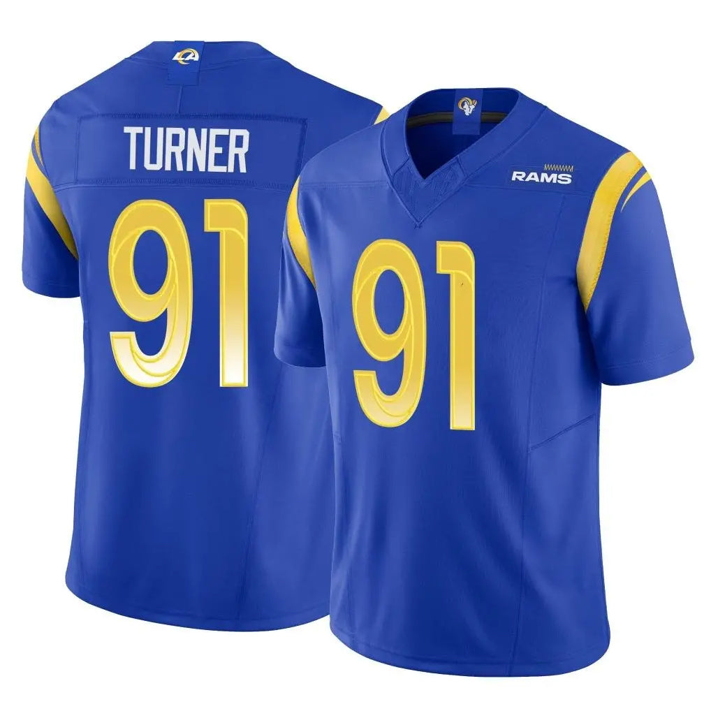 LA.Rams #91 Kobie Turner Player Royal Limited Vapor F.U.S.E. Home Game Ddoa Stitched Jerseys
