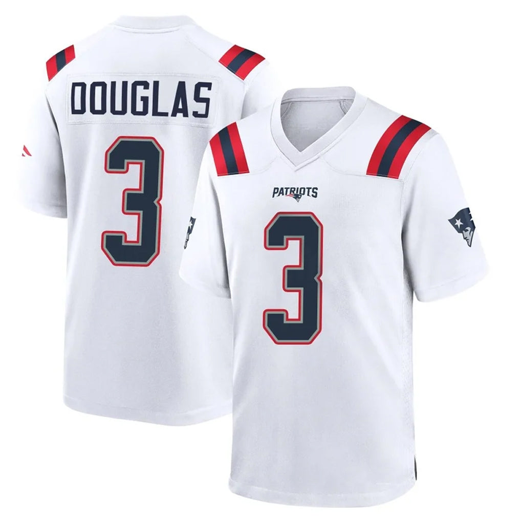 NE.Patriots #3 DeMario Douglas Player White Home Game Ddoa Stitched Jerseys