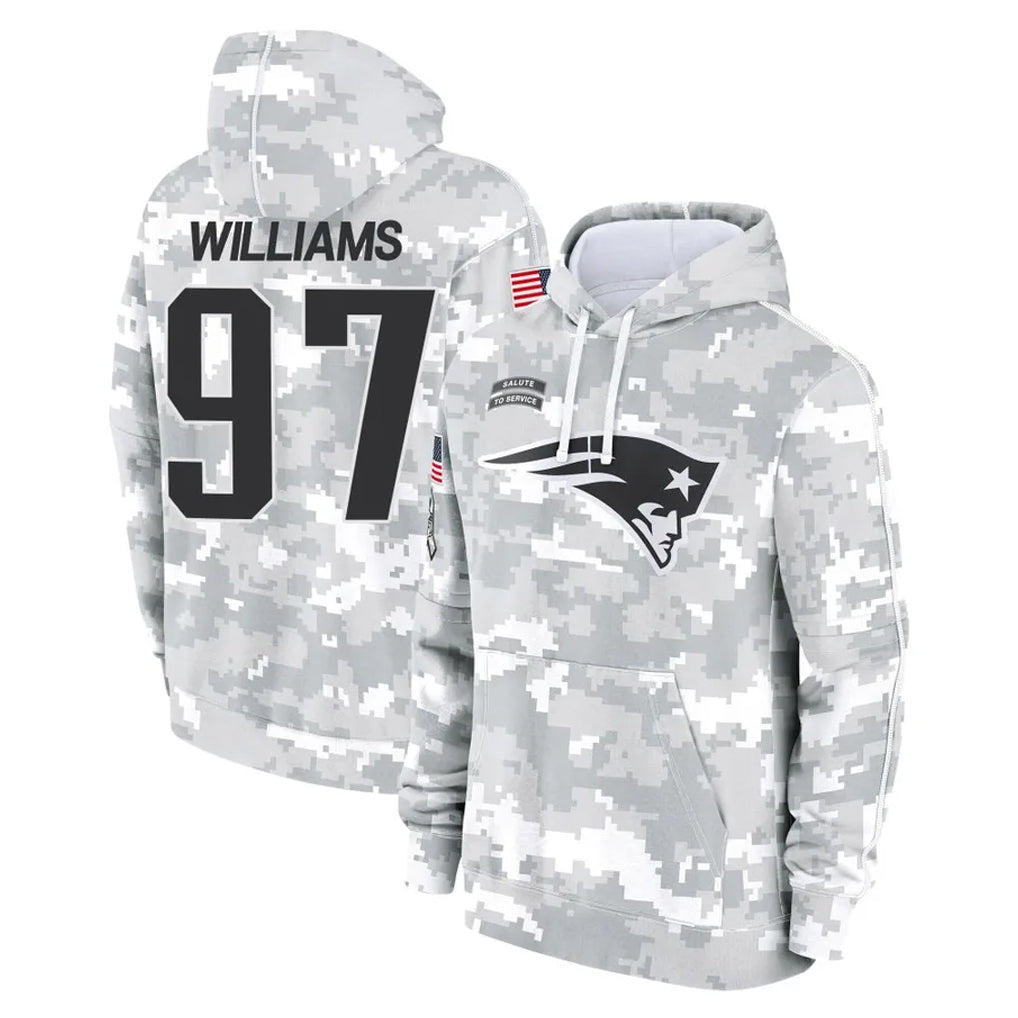 NE.Patriots #97 Milton Williams Player Arctic Camo Salute to Service Pullover Hoodies Limited Game Ddoa Stitched Jerseys