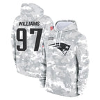 NE.Patriots #97 Milton Williams Player Arctic Camo Salute to Service Pullover Hoodies Limited Game Ddoa Stitched Jerseys