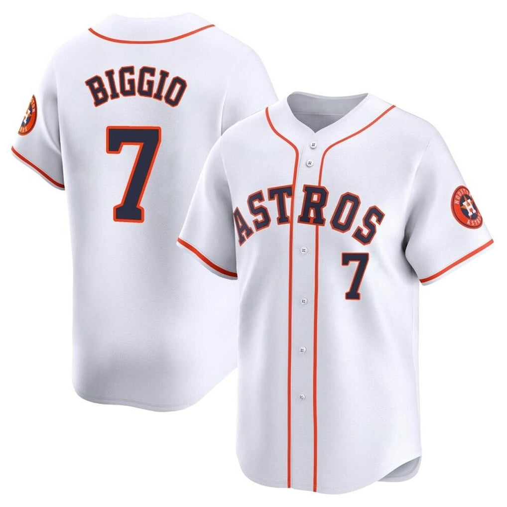 H.Astros #7 Craig Biggio Player White Home Limited Ddoa Stitched Jerseys