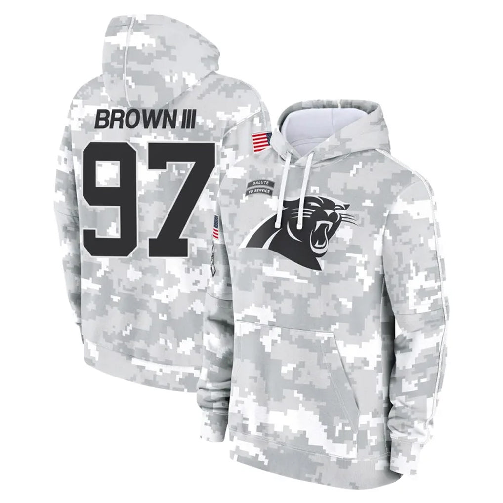 C.Panthers #97 Bobby Brown III Player Arctic Camo Salute to Service Pullover Hoodies Limited Game Ddoa Stitched Jerseys