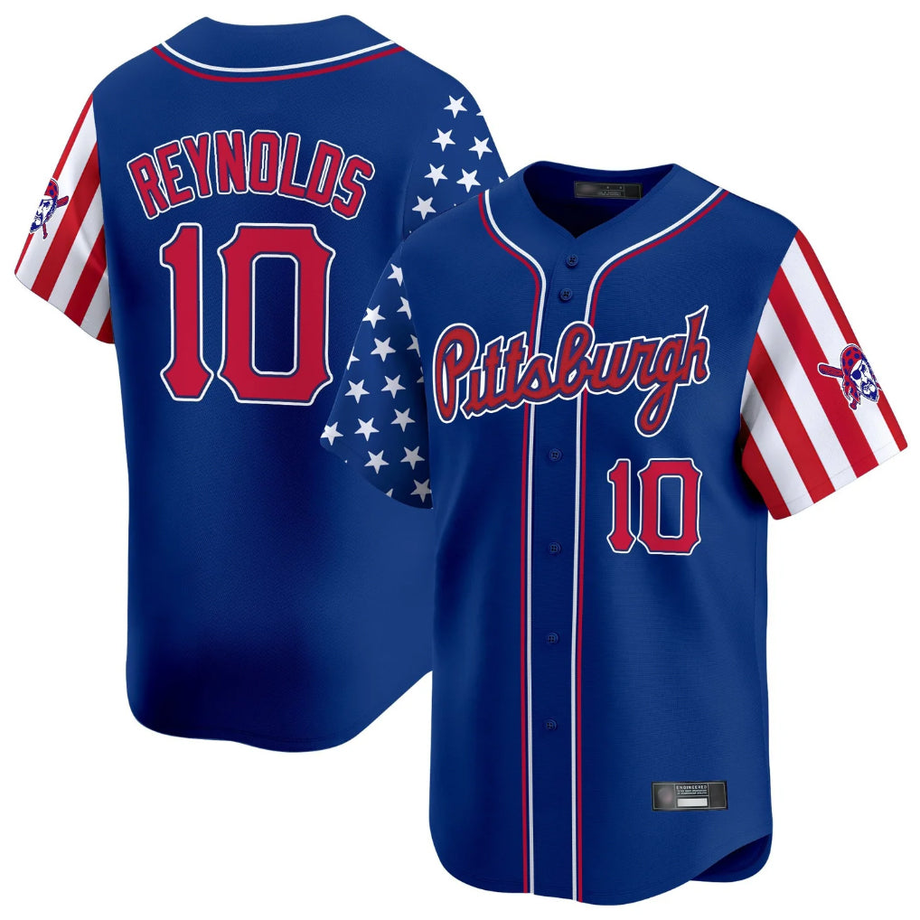 P.Pirates #10 Bryan Reynolds Player Royal 2025 Independence Day Vapor Premier Limited Ddoa Stitched Jerseys