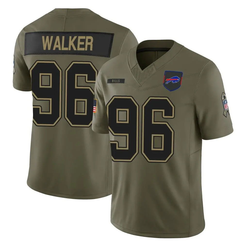 B.Bills #96 Deone Walker Player Olive Salute To Service Limited Game Ddoa Stitched Jerseys