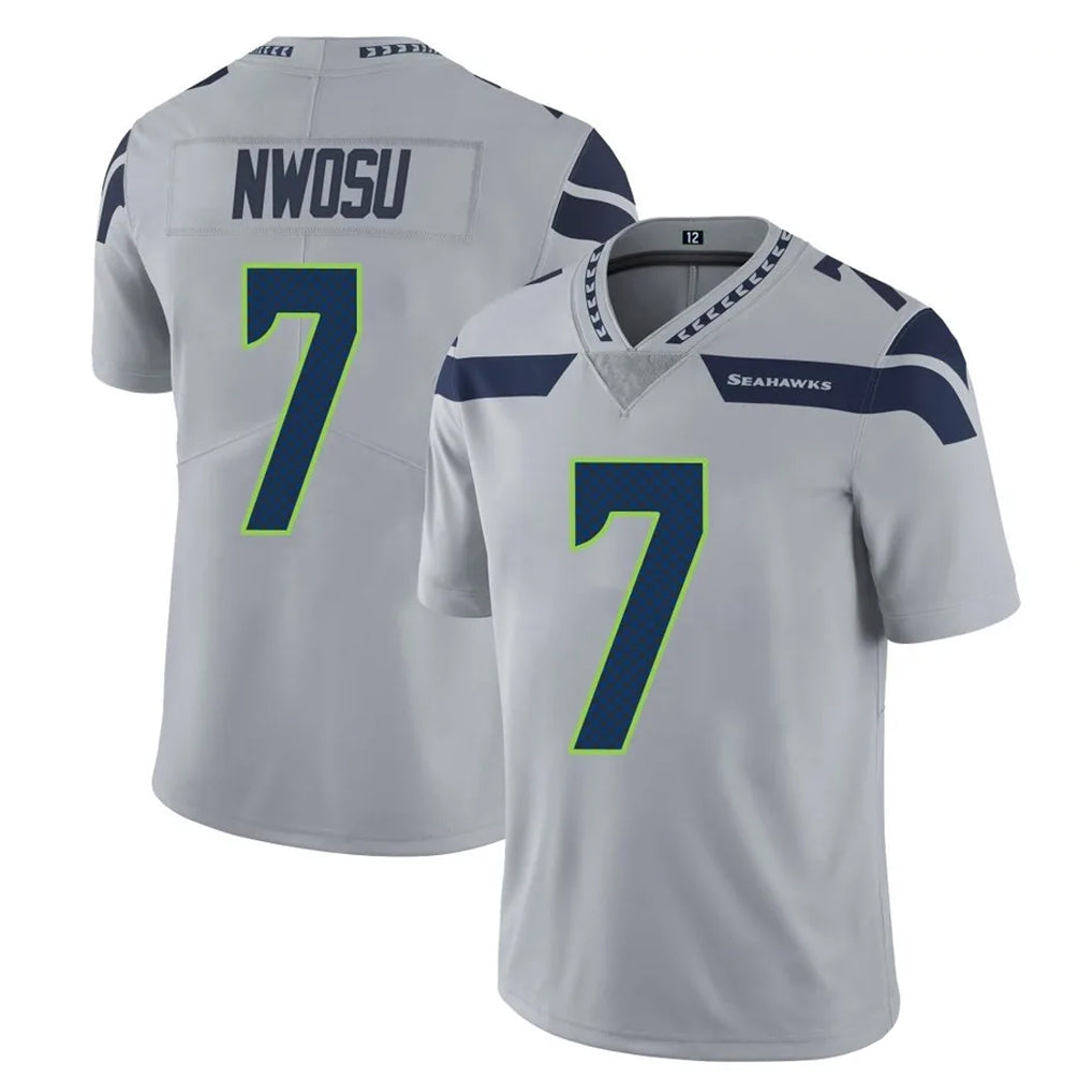 S.Seahawks #7 Uchenna Nwosu Player Gray Limited Vapor Untouchable Home Game Ddoa Stitched Jerseys