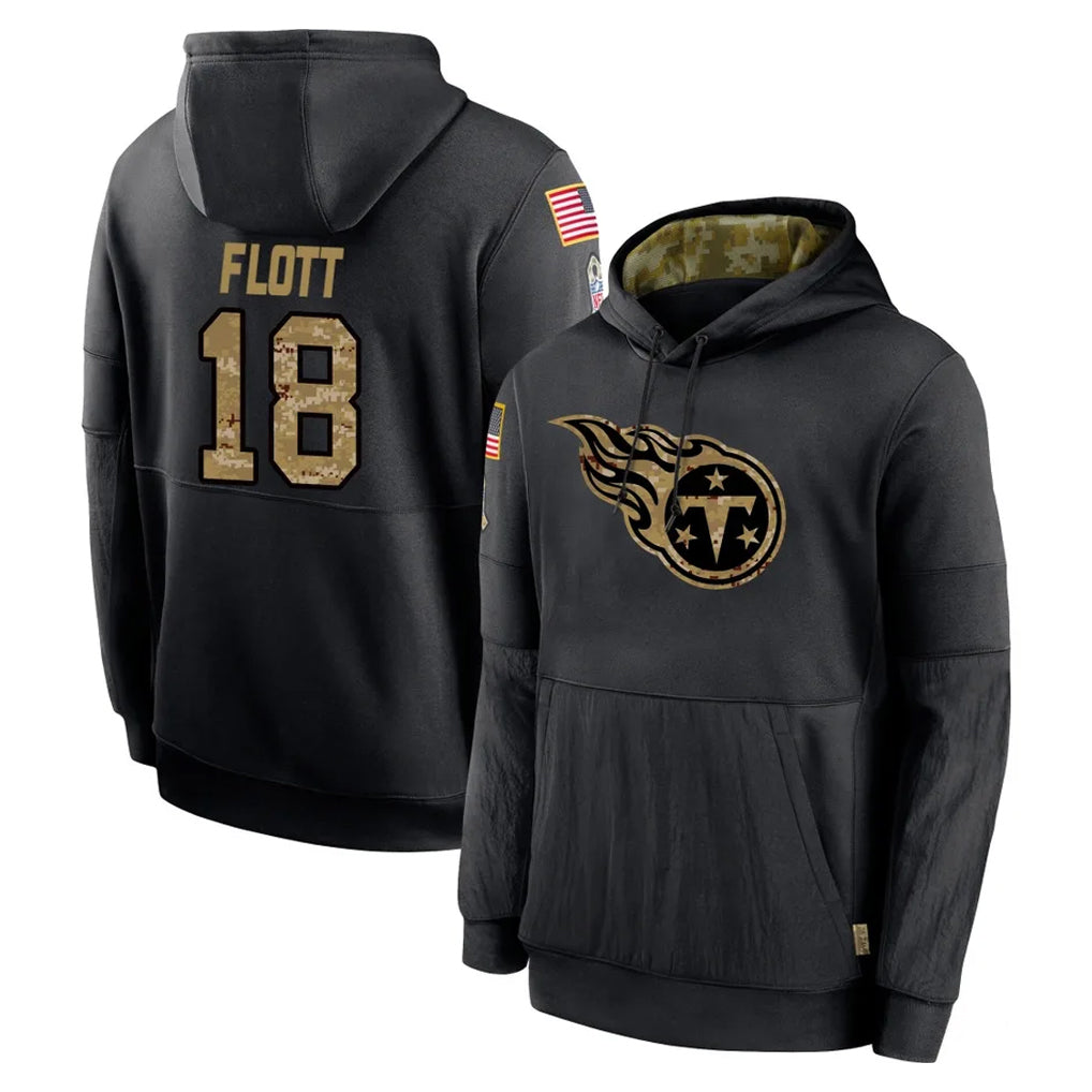 T.Titans #18 Cor'Dale Flott Player Black Salute to Service Sideline Performance Pullover Hoodies Home Game Ddoa Stitched Jerseys