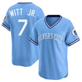 KC.Royals #7 Bobby Witt Jr. Player Light Blue Limited Throwback Cooperstown Collection T-shirt Ddoa Stitched Jerseys