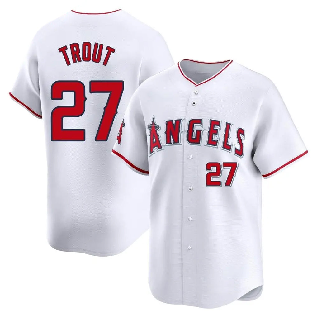 LA.Angels #27 Mike Trout Player White Limited Home Ddoa Stitched Jerseys