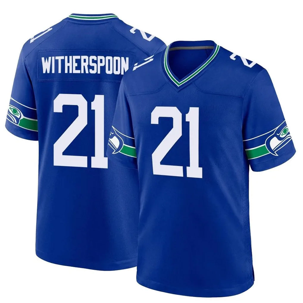 S.Seahawks #21 Devon Witherspoon Player Royal Throwback Home Game Ddoa Stitched Jerseys