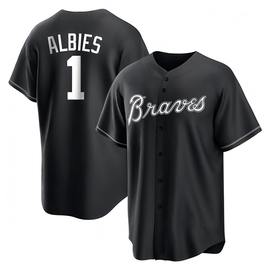 A.Braves #1 Ozzie Albies Player Black Limited Replica Ddoa Stitched Jerseys