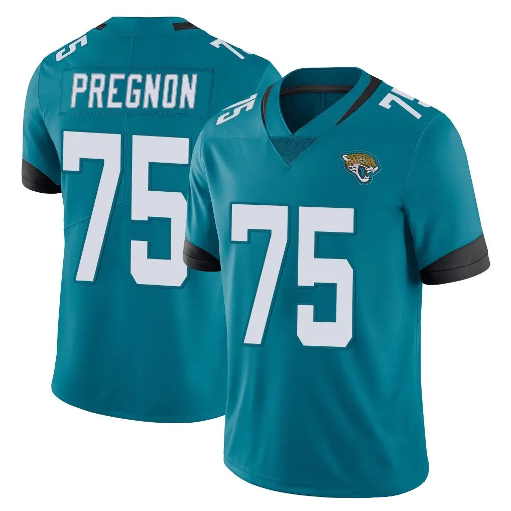 J.Jaguars #75 Emmanuel Pregnon Player Teal Vapor Untouchable Limited Home Game Ddoa Stitched Jerseys