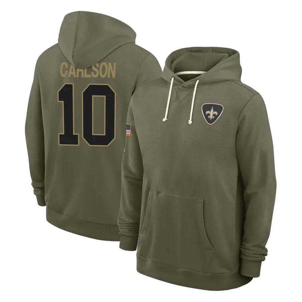 NO.Saints #10 Daniel Carlson Player Olive Salute to Service Pullover Hoodies Limited Ddoa Stitched Jerseys