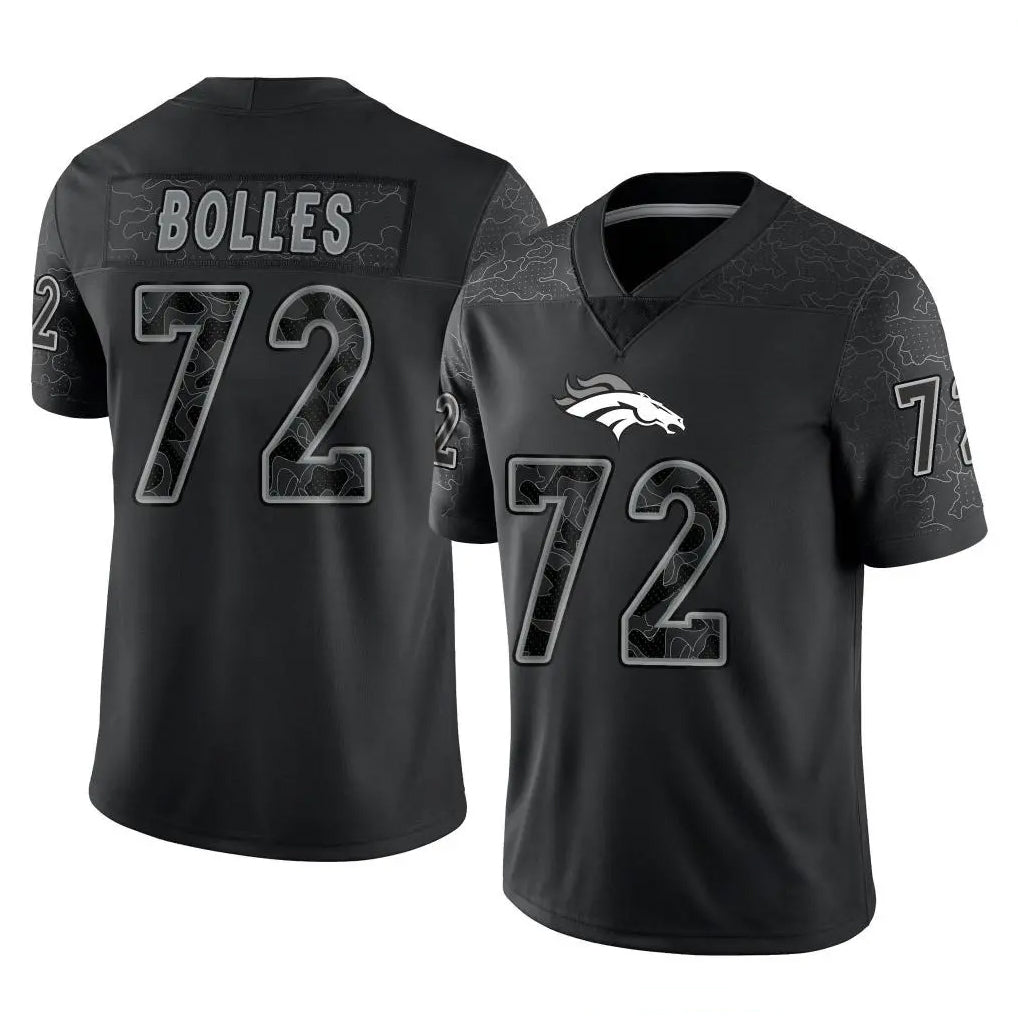 D.Broncos #72 Garett Bolles Player Black Reflective Limited Ddoa Stitched Jerseys