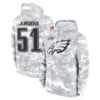 P.Eagles #51 Cam Jurgens Player Arctic Camo Salute to Service Pullover Hoodies Limited Game Ddoa Stitched Jerseys