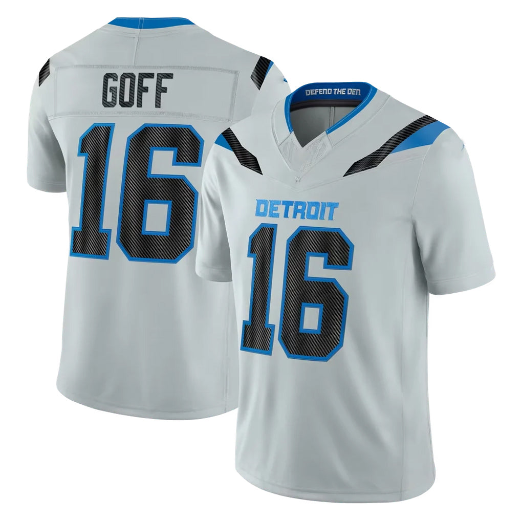 D.Lions #16 Jared Goff Player Silver Limited 2026 Rivalries Collection Home Game Ddoa Stitched Jerseys