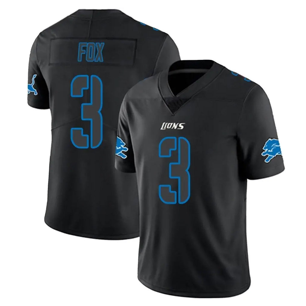 D.Lions #3 Jack Fox Player Black Impact Limited Home Game Ddoa Stitched Jerseys
