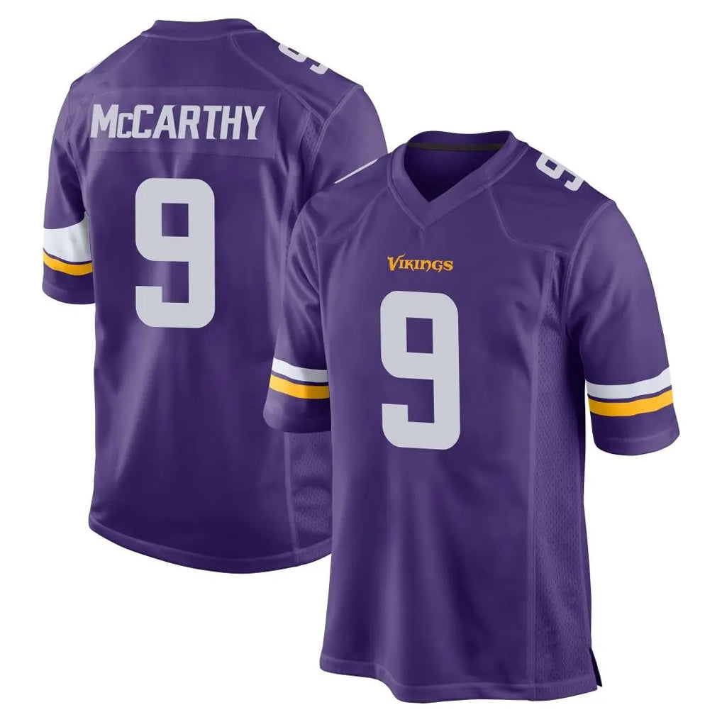 M.Vikings #9 J.J. McCarthy Player Purple Home Game Ddoa Stitched Jerseys