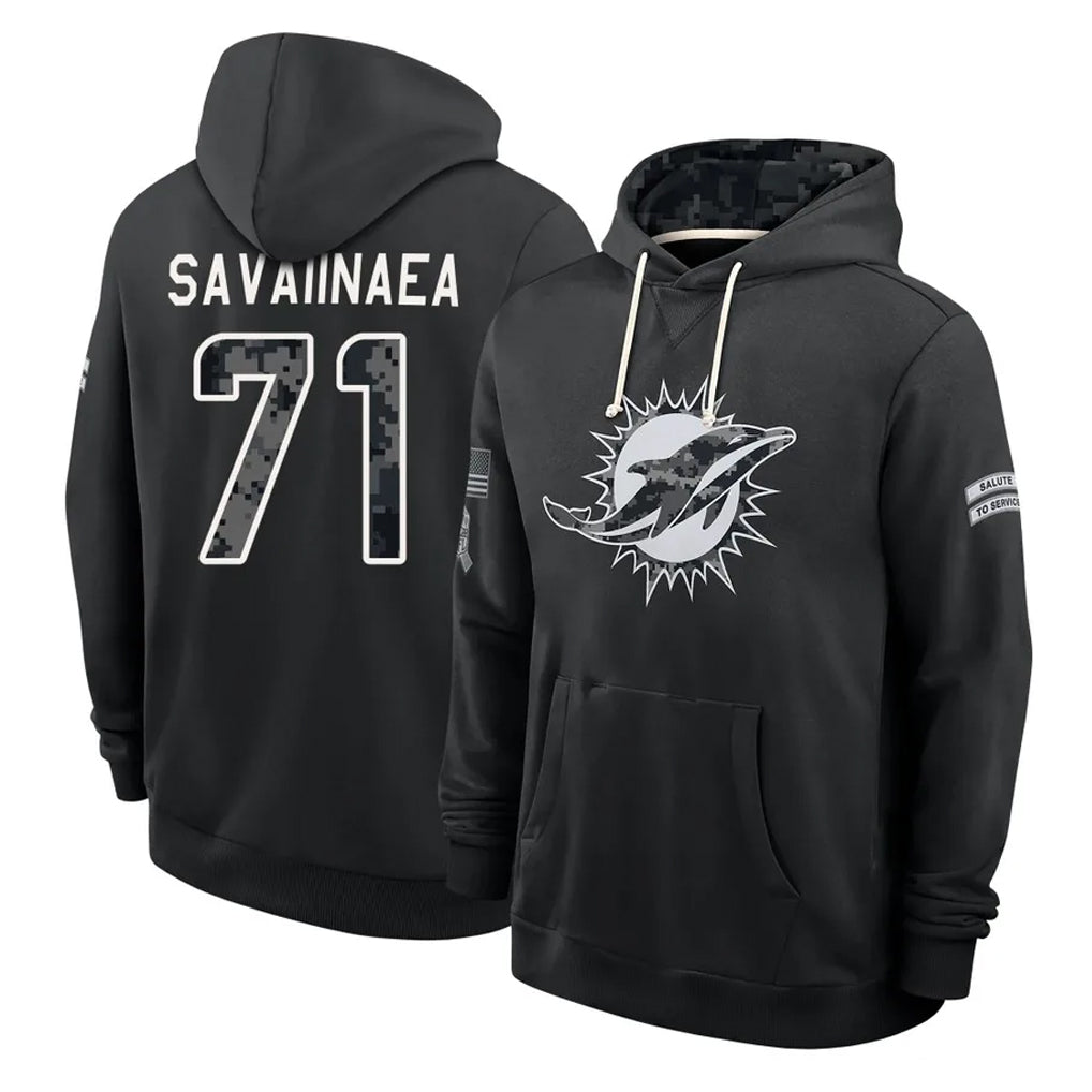 M.Dolphins #71 Jonah Savaiinaea Player 2026 Black Logo Pullover Hoodies Limited Game Ddoa Stitched Jerseys