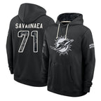M.Dolphins #71 Jonah Savaiinaea Player 2026 Black Logo Pullover Hoodies Limited Game Ddoa Stitched Jerseys