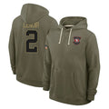 SF.49ers #2 Deommodore Lenoir Player Olive Salute to Service Pullover Hoodies Limited Ddoa Stitched Jerseys