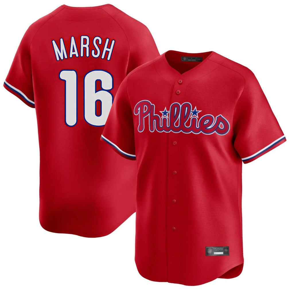 P.Phillies #16 Brandon Marsh Player Red Home Limited Ddoa Stitched Jerseys