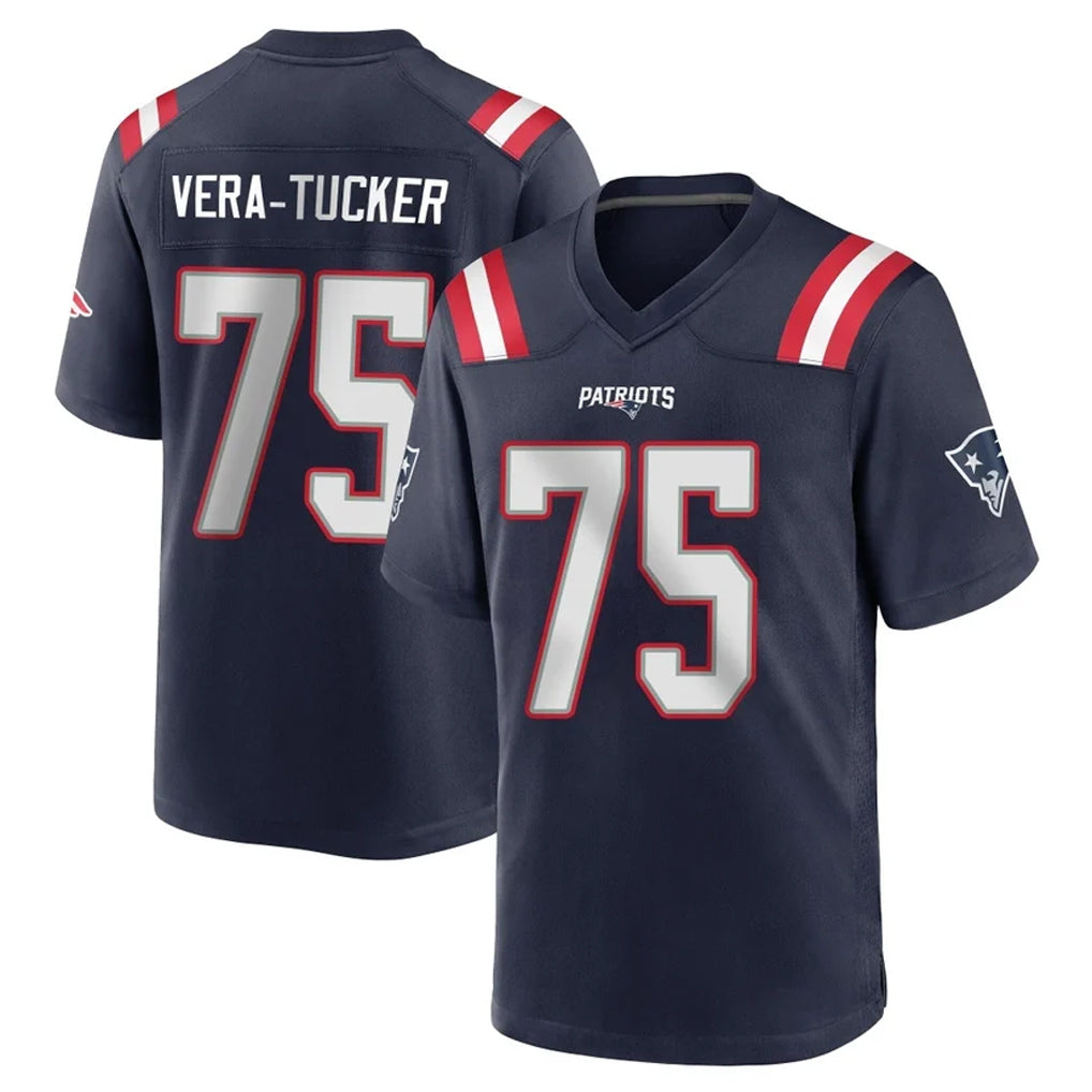 NE.Patriots #75 Alijah Vera-Tucker Player Navy Home Game Ddoa Stitched Jerseys