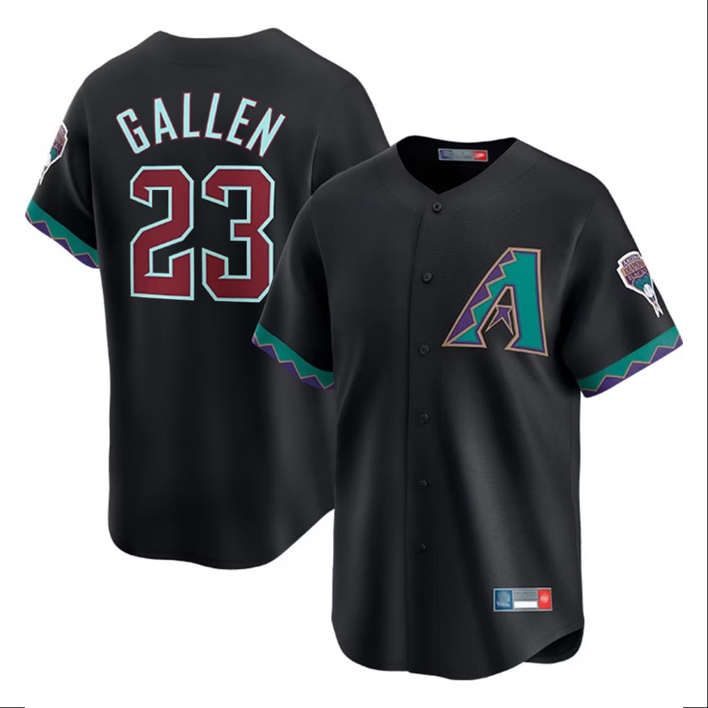 A.Diamondbacks #23 Zac Gallen Player Black Fashion Out Home Game Ddoa Stitched Jerseys