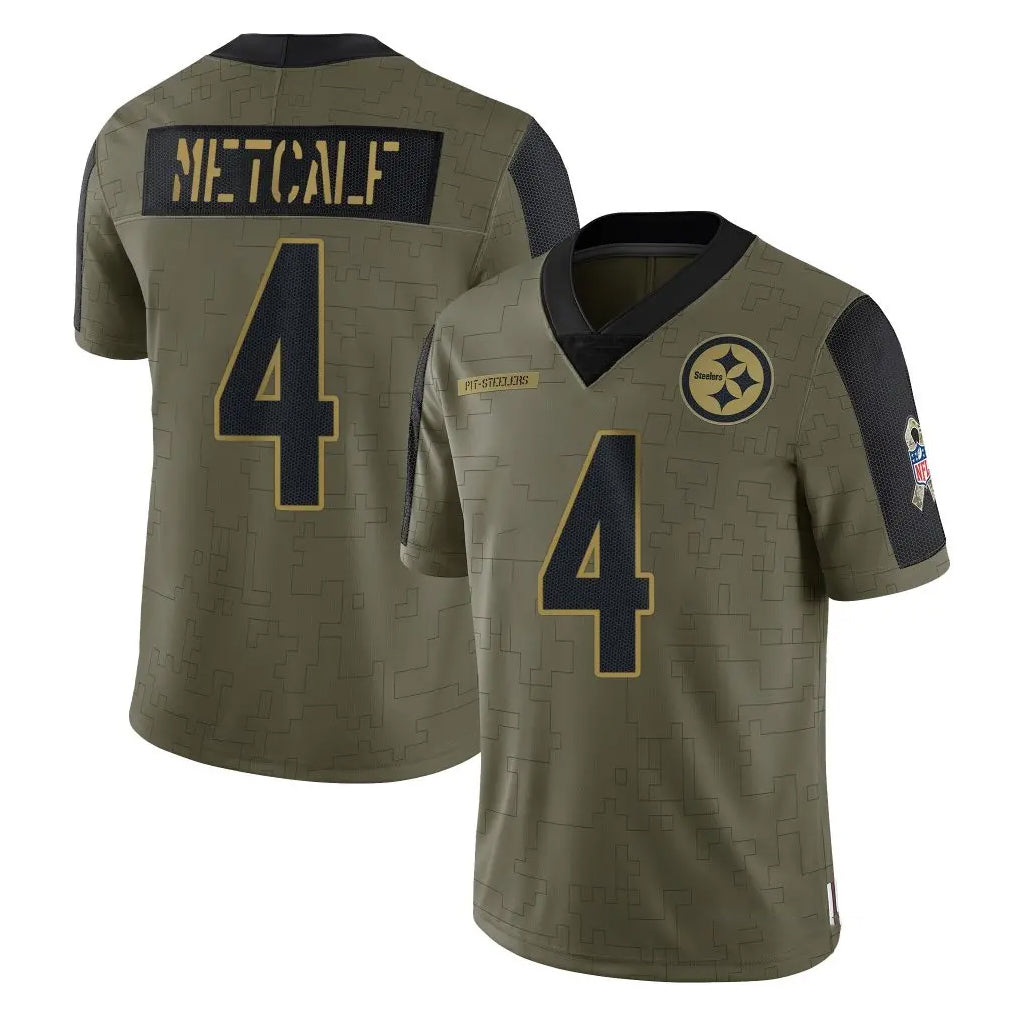 P.Steelers #4 DK Metcalf Player Olive Salute To Service Limited Game Ddoa Stitched Jerseys