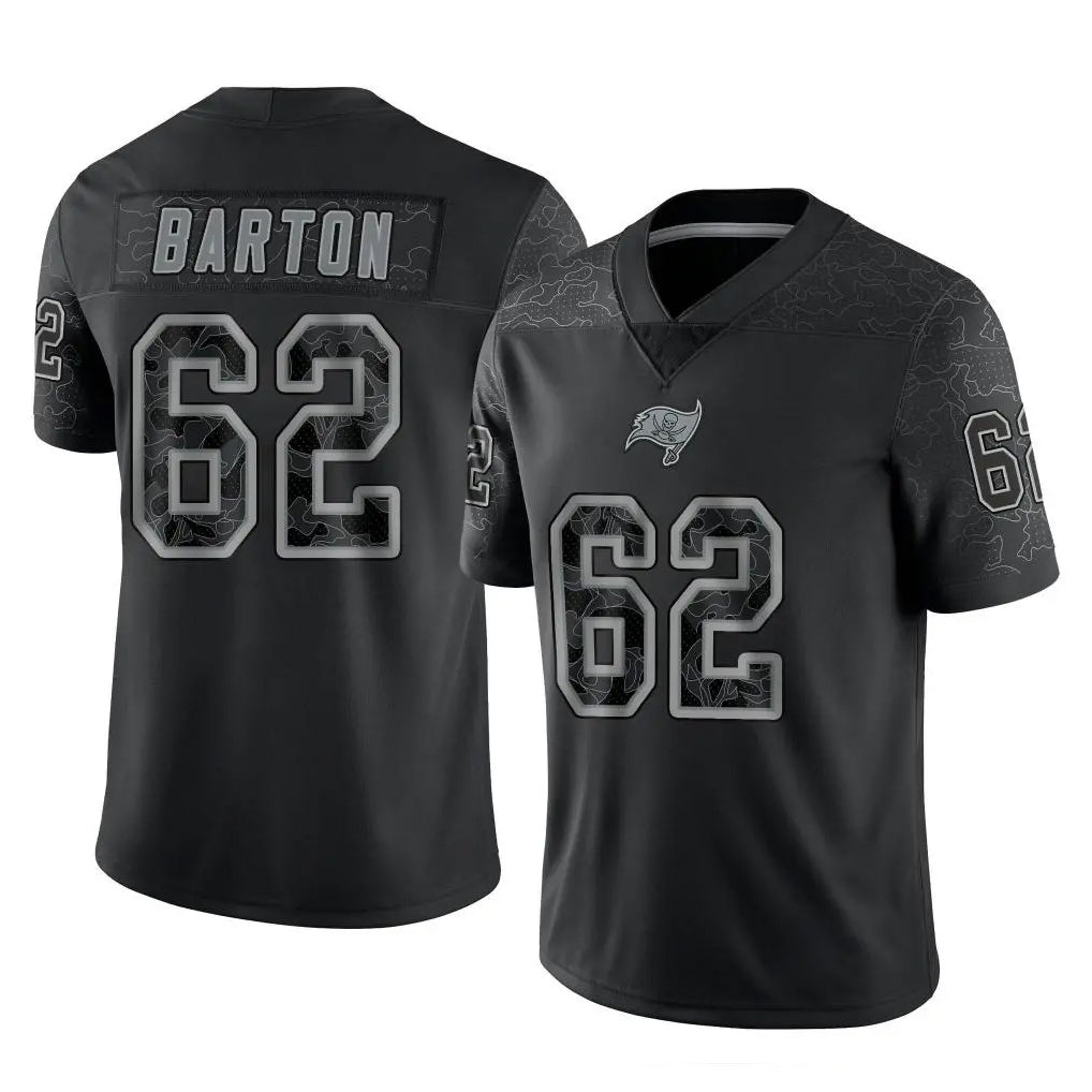 TB.Buccaneers #62 Graham Barton Player Black Reflective Limited Home Game Ddoa Stitched Jerseys
