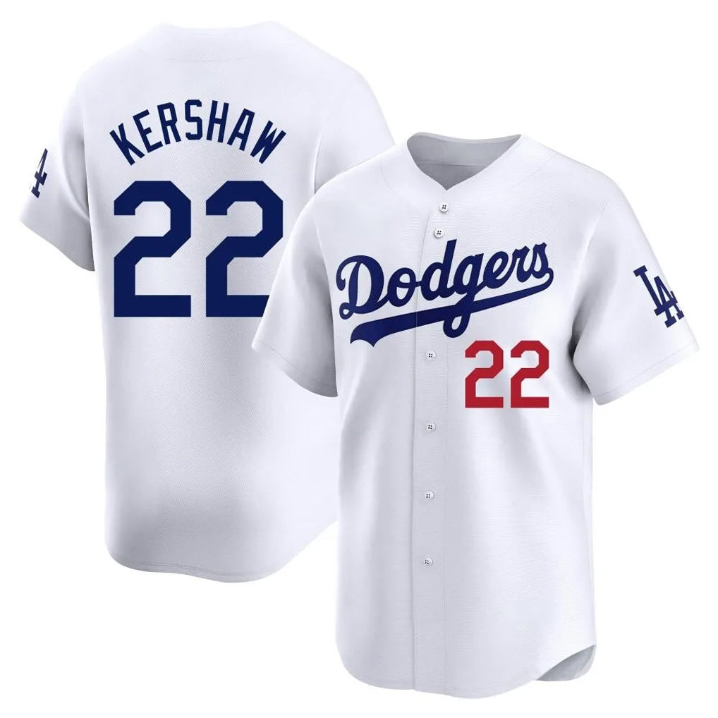 LA.Dodgers #22 Clayton Kershaw Player White Limited Home Ddoa Stitched Jerseys