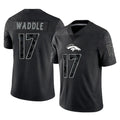 D.Broncos #17 Jaylen Waddle Player Black Reflective Limited Ddoa Stitched Jerseys