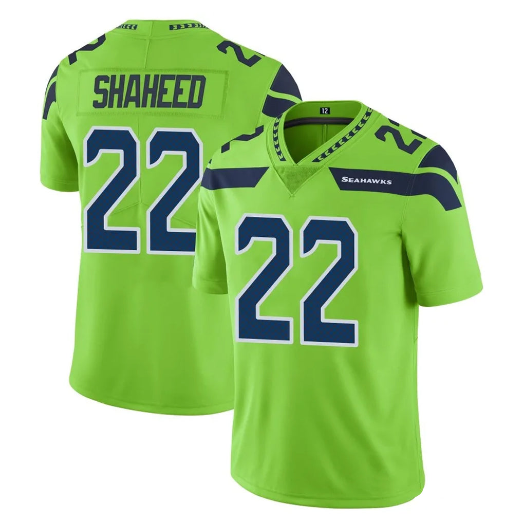 S.Seahawks #22 Rashid Shaheed Player Green Limited Color Rush Home Game Ddoa Stitched Jerseys